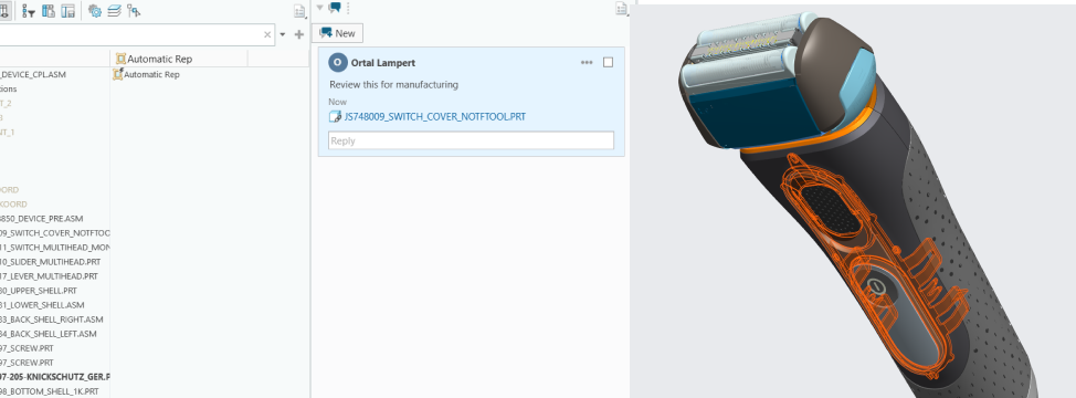 Pin interaction — select part, add comment